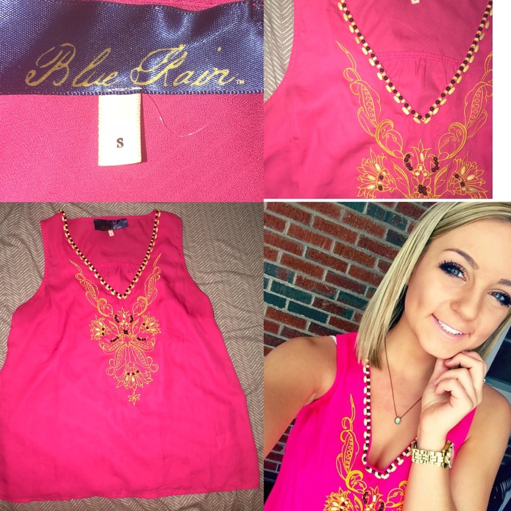 Francesca’s Pink Beaded Tank Blouse
